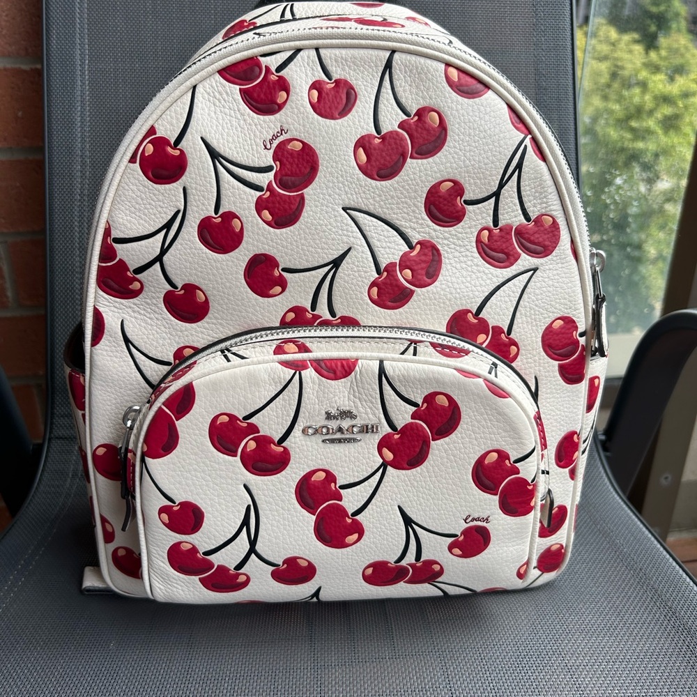Coach White and Red Cherry Backpack